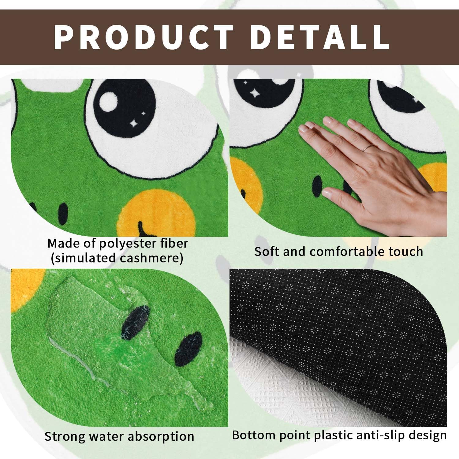 Alfombra de baño con forma irregular de rana para niños, antideslizante, absorbente, lavable, peluda, decoración de dormitorio, alfombra de entrada