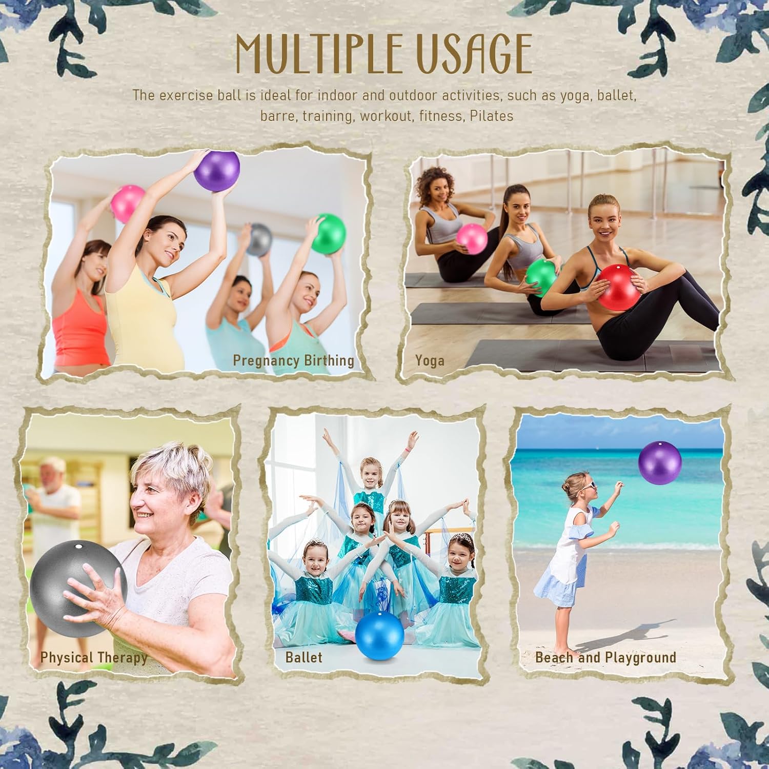 Hungdao 24 bolas pequeñas de pilates de 9 pulgadas para yoga, aula, bola de barre para clases de aeróbic, pelota de yoga para entrenamiento de