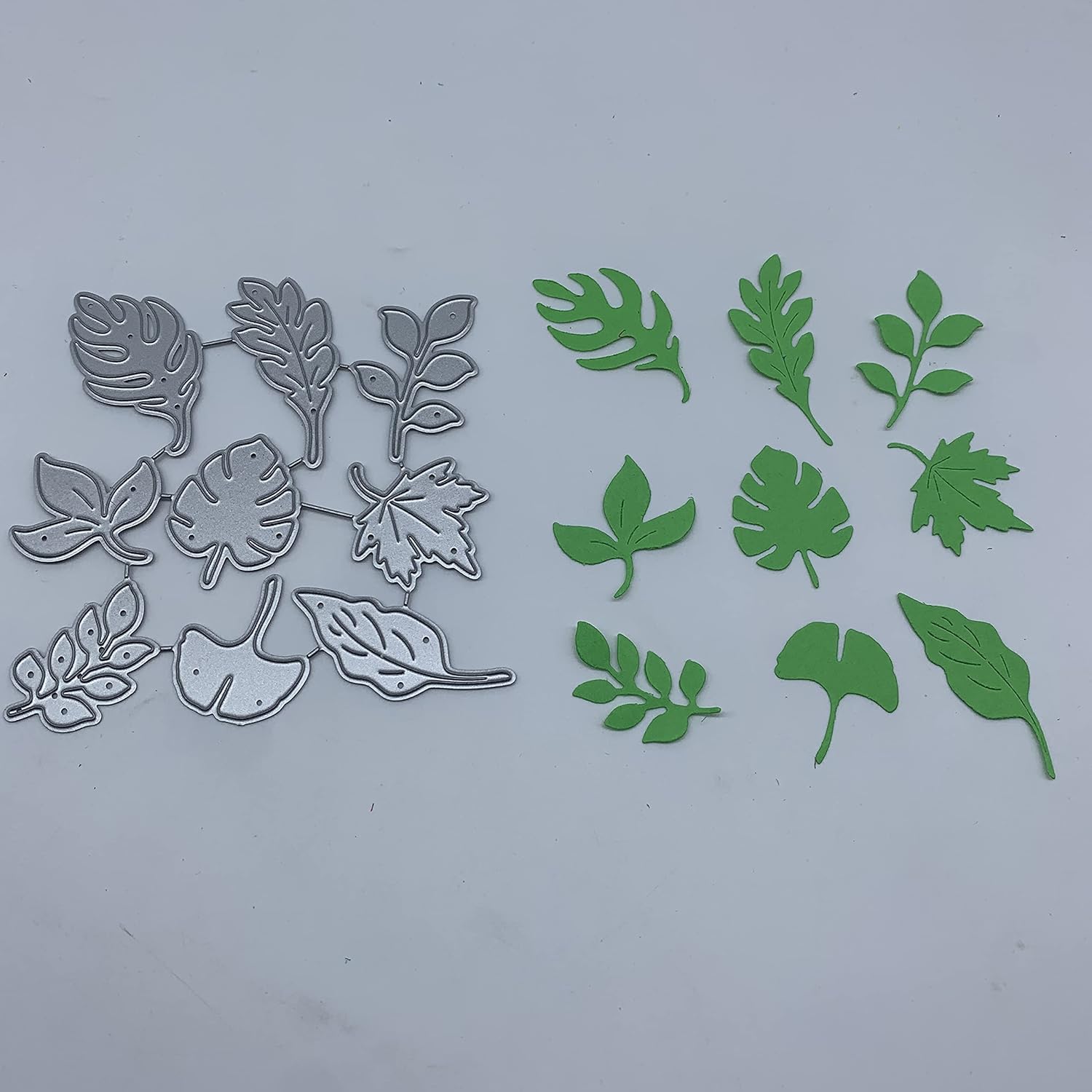 9 troqueles de metal para cortar hojas de hoja, hojas de arce de ginkgo troqueladas, plantillas en relieve, molde de plantilla para álbumes de