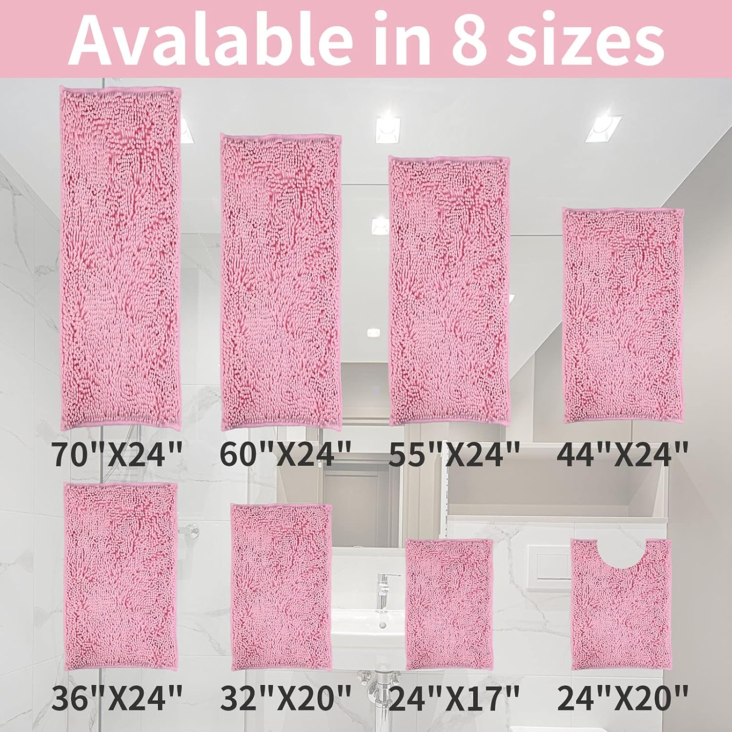 ZiYiJuan Tapetes para baño, tapetes de baño de felpilla de lujo súper absorbentes, duraderos, suaves, antideslizantes, lavables para bañera, ducha,