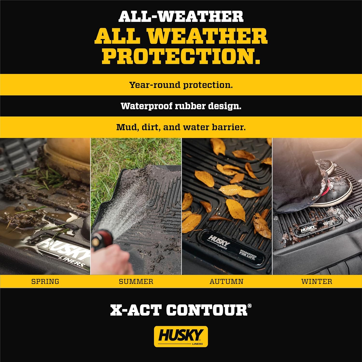 Husky Liners – Alfombrillas de piso X-act Contour  Compatible con Honda Civic CoupeSedán 2016 – 2021, Civic Hatchback 2017 – 2021, Insight 19-21