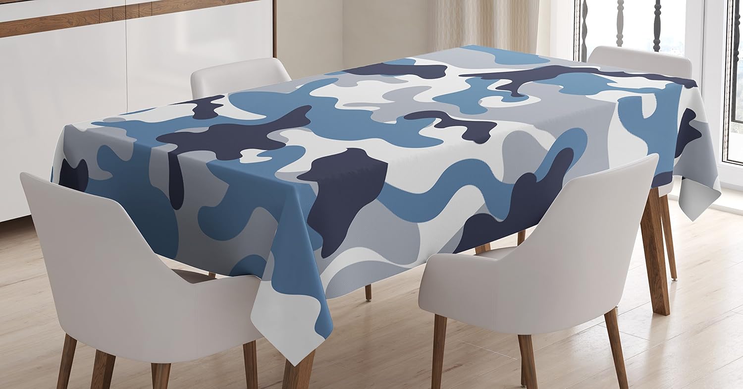 Ambesonne Mantel de camuflaje, ilustración con diseño abstracto de colores suaves, diseño de camuflaje, mantel rectangular para comedor y cocina, 60