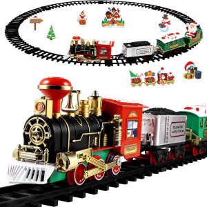 Toddmomy Juego de tren de Navidad rompecabezas 3D para adultos y niños, kit de tren de Navidad con luces y sonidos, pistas de ferrocarril, Toddmomy Juego de tren de Navidad rompecabezas 3D para adultos y niños, kit de tren de Navidad con luces y sonidos, pistas de ferrocarril,