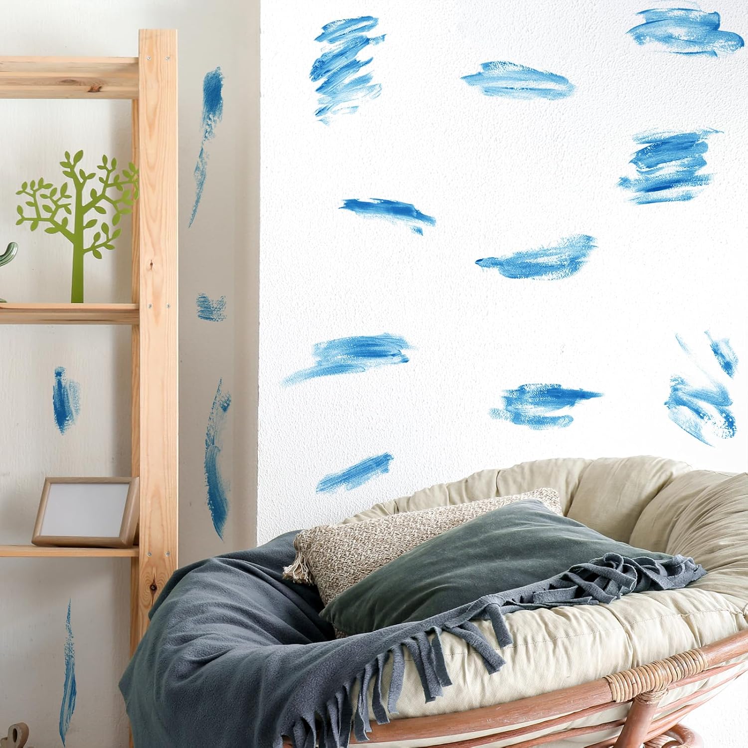 RoyoLam Calcomanía de pared de pincelada de pintura al óleo para niños, calcomanía de pared creativa de pincelada  extraíble, impermeable y fácil de