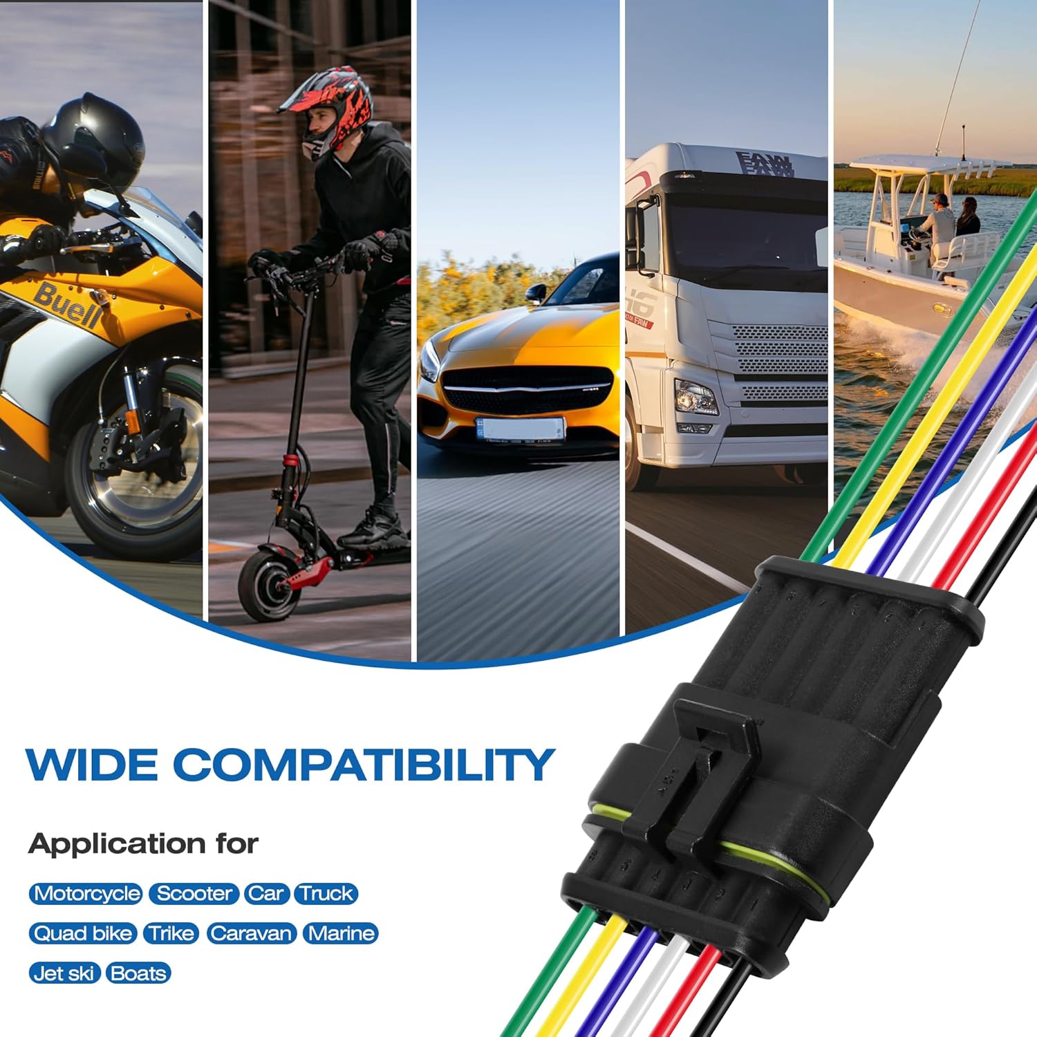 RDBS Kit de 5 conectores de cable eléctrico de 6 pines, enchufe macho y hembra impermeables de 6 vías para automóvil, camión, motocicleta, barco