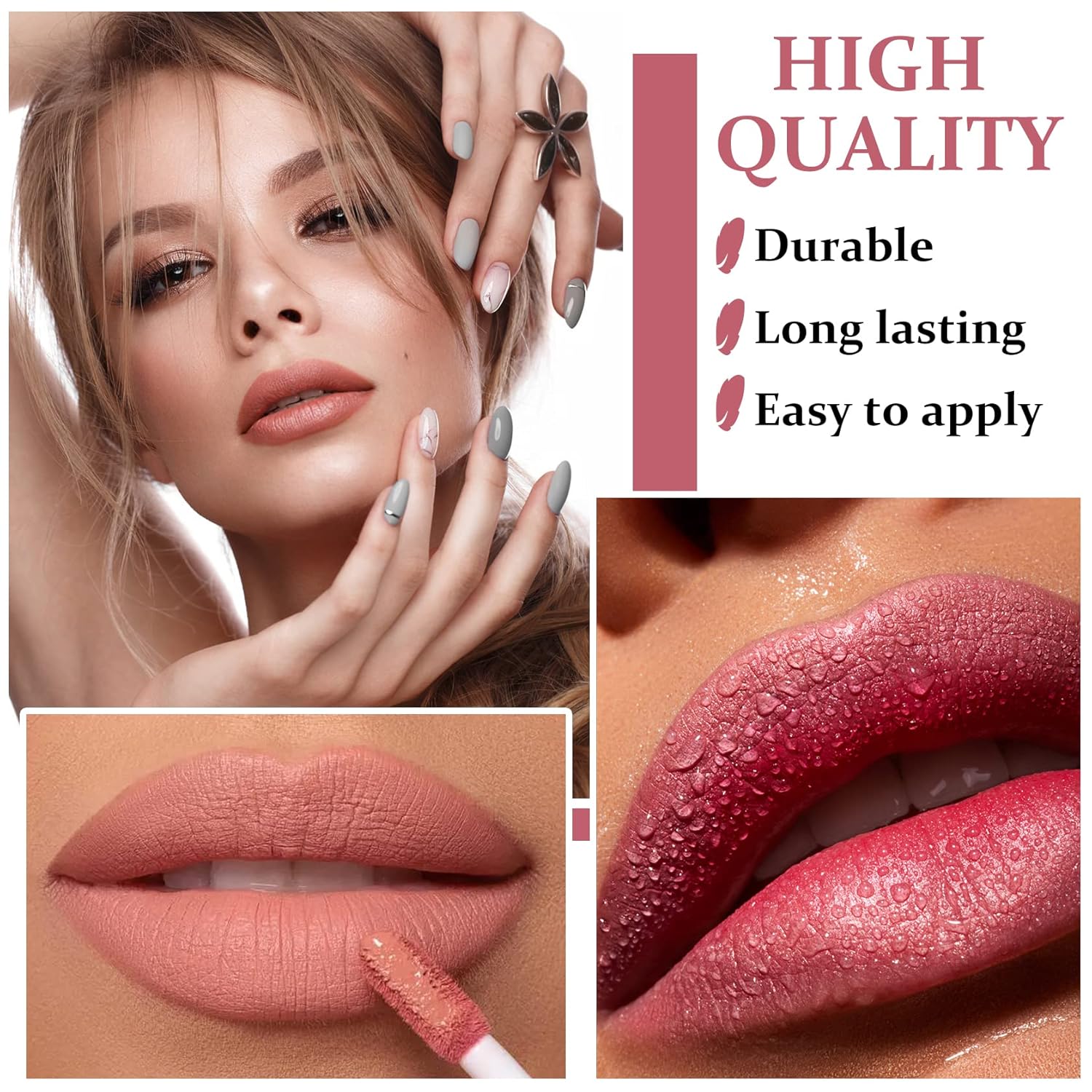 NVLEPTAP Juego de 5 lápices labiales líquidos mate nude de terciopelo nude brillo labial tinte de labios de larga duración, impermeable,