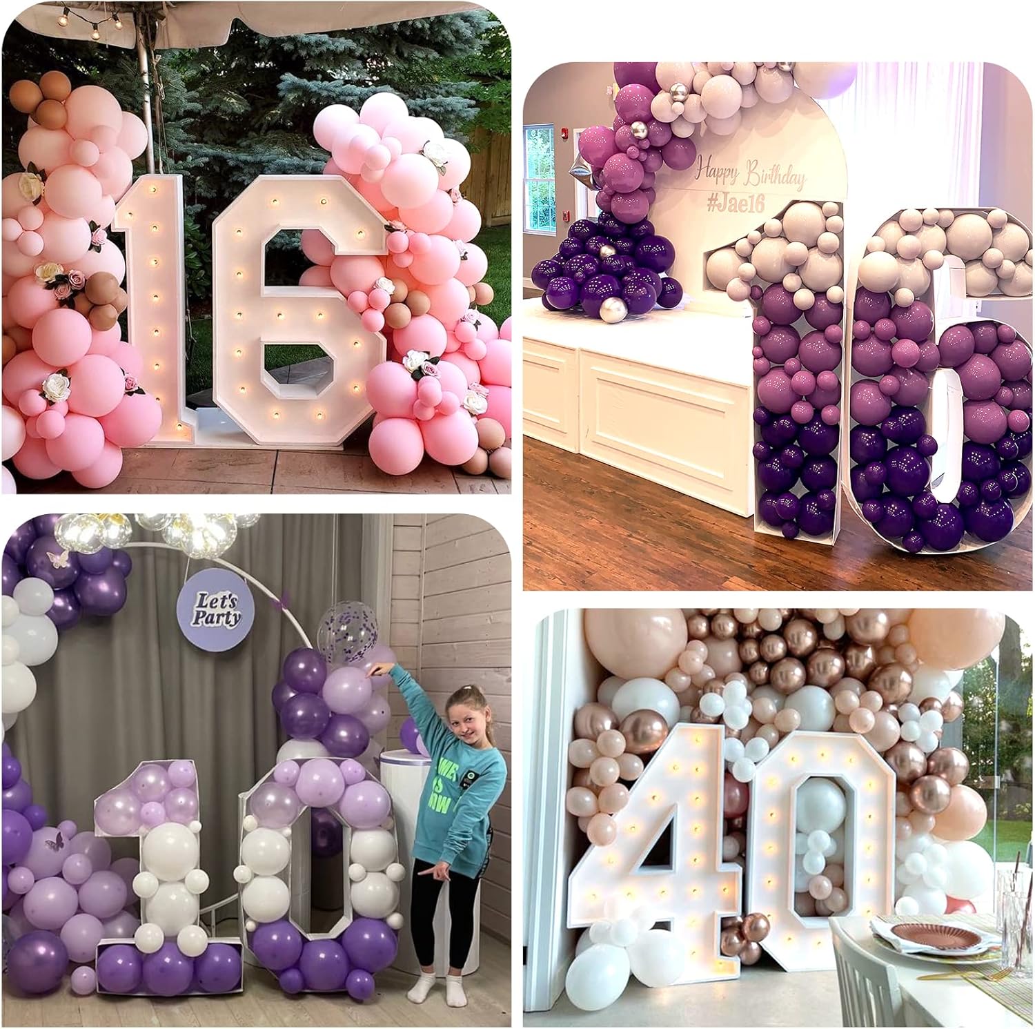 SKEFOLI Números de marquesina de 4 pies, números de mosaico para globos precortados de cartón extra grande, tablero de espuma para decoración de