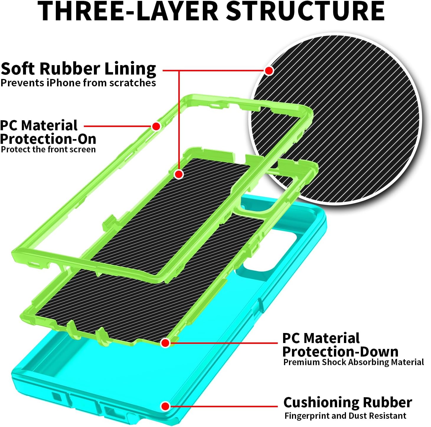 Funda para Galaxy Note 10, a prueba de golpes, protección de cuerpo completo de 3 capas sin protector de pantalla, funda rígida resistente de alto