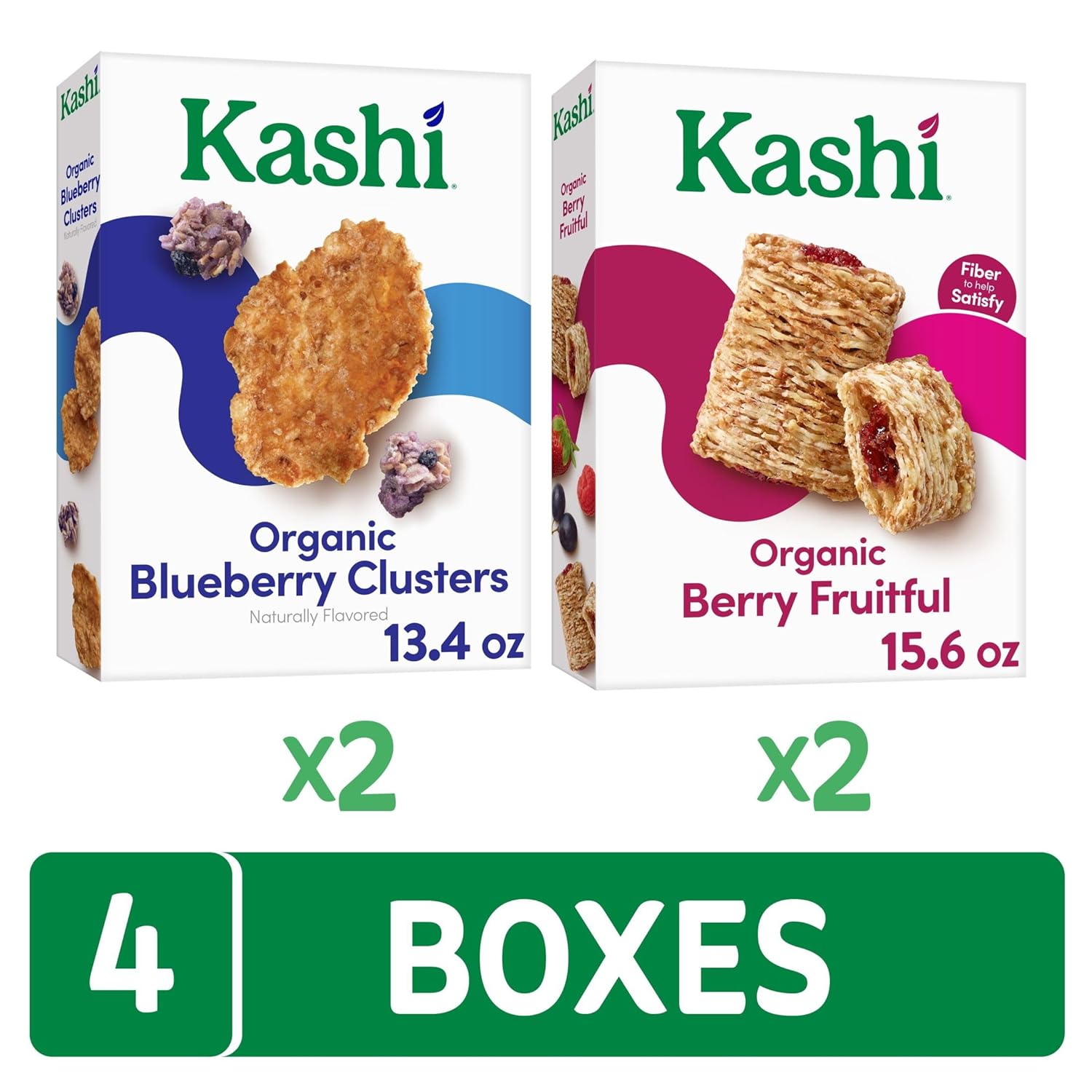 Kashi Cereales de desayuno frío, desayuno familiar, cereales de fibra orgánica, paquete variado (4 cajas)