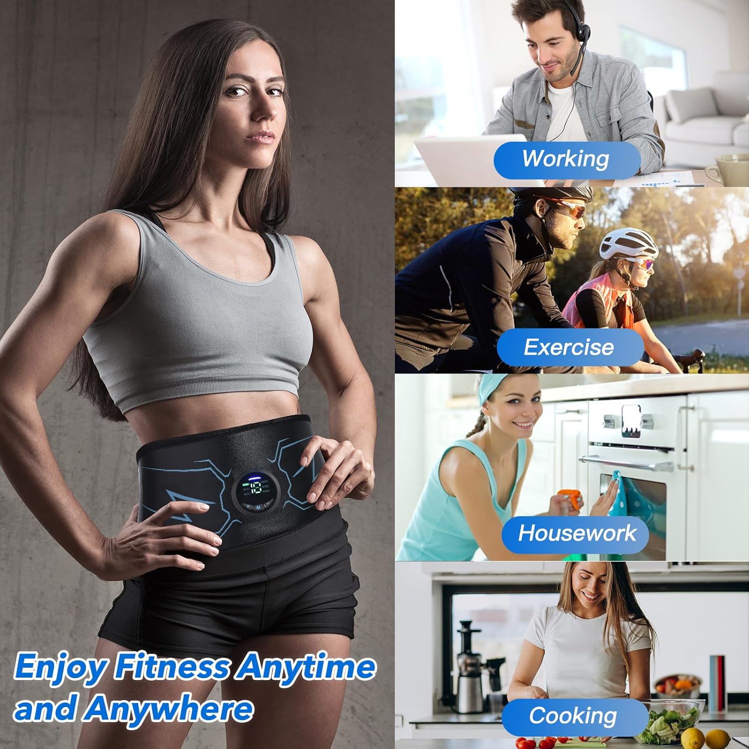 Estimulador ABS, máquina abdominal, estimulador muscular, cinturón de tonificación abdominal, estimulador de abdominales portátil, equipo de