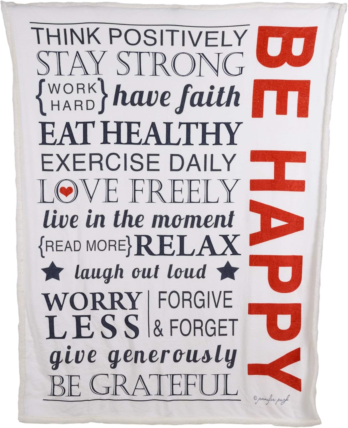 Jennifer Pugh (Be Happy) – Manta de franela y sherpa de alta calidad de doble capa, regalo inspirador para amigos, familia, cumpleaños,