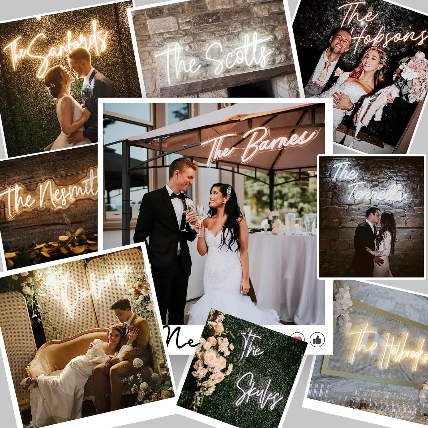 NEONIP Letreros de neón personalizados para boda, letrero con luz LED, luces de neón personalizables con nombre de familia para boda, hogar, telón