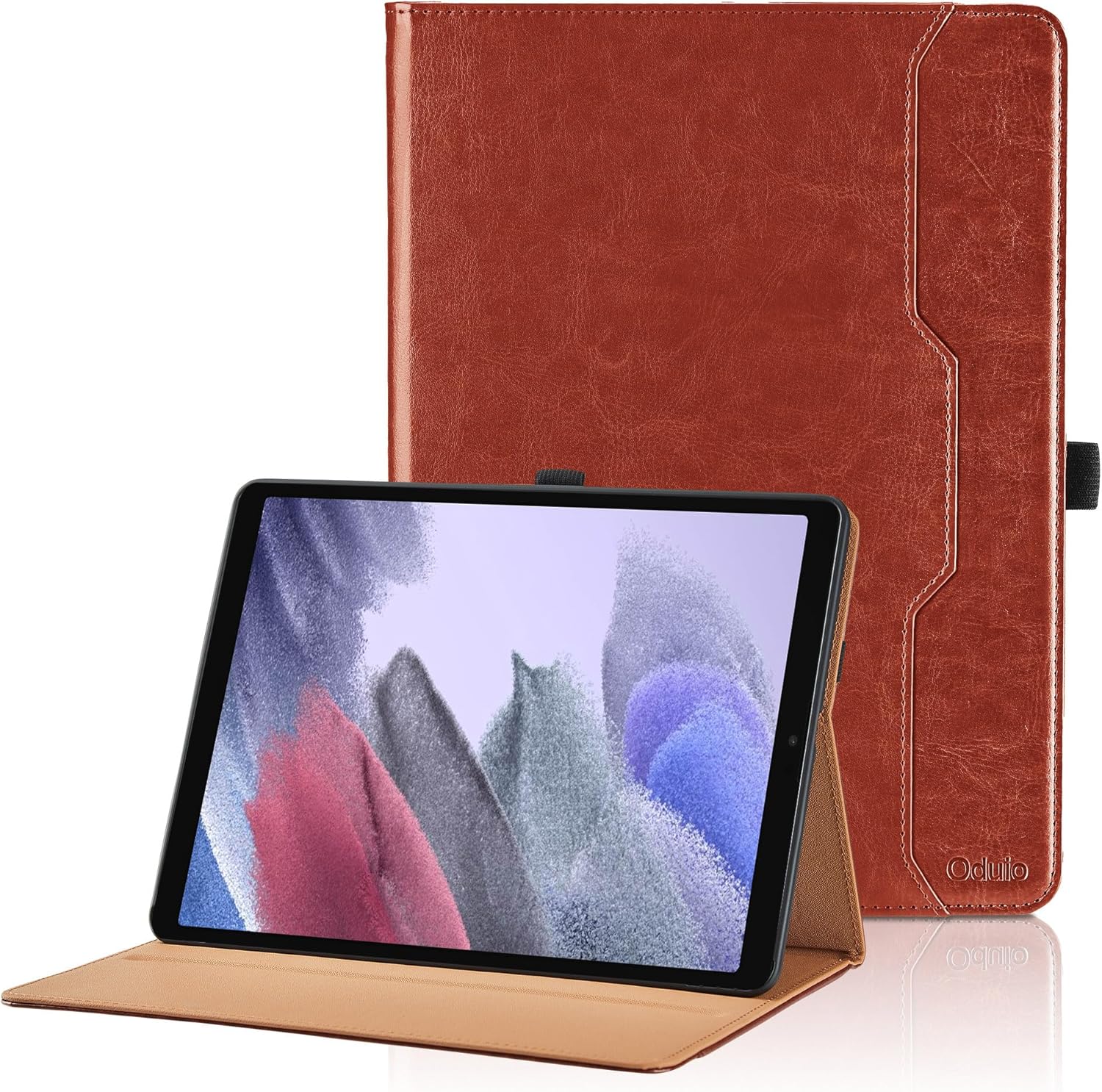 Funda para Samsung Galaxy Tab A7 Lite de 8.7 pulgadas 2021 (SM-T227T225T220) – Funda de piel sintética con correa de mano y bolsillo, color marrón