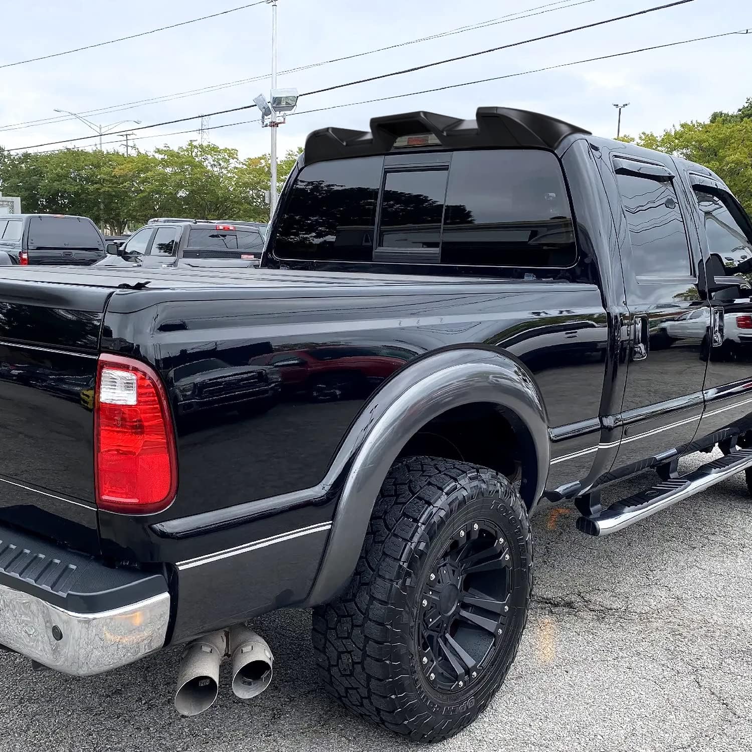 Spec-D Tuning Alerón de techo de cabina ABS negro brillante para modelos Ford F250, F350 y F450 2011-2016