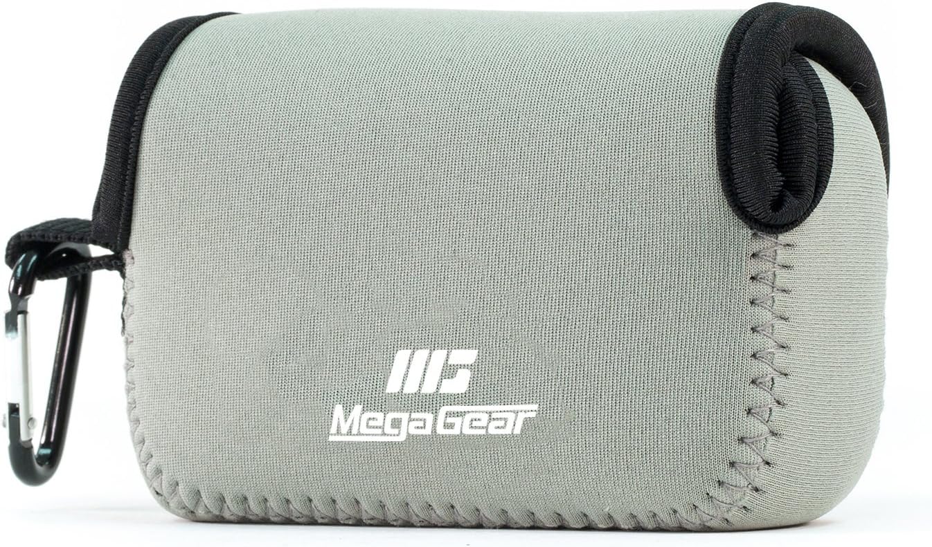 MegaGear Canon Powershot Sx730 Hs, Sx720 Hs, Sx710 Hs, G16, G15 Funda de neopreno ultra ligera para cámara, con mosquetón, color gris, MG1246, piel