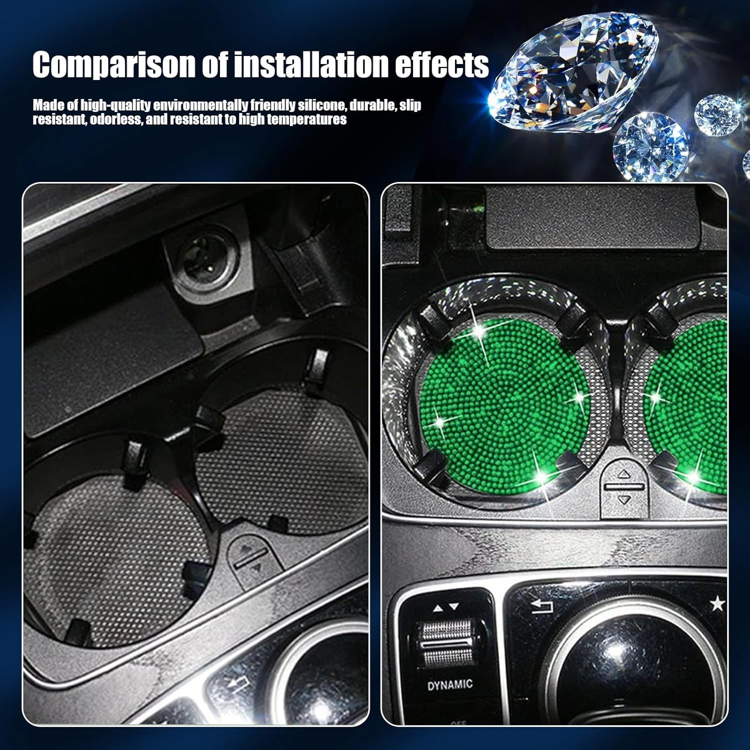 ZKFAR B-ling – Juego de 2 posavasos para automóvil, portavasos de cristal con diamantes de imitación de cristal, portavasos de tamaño universal,