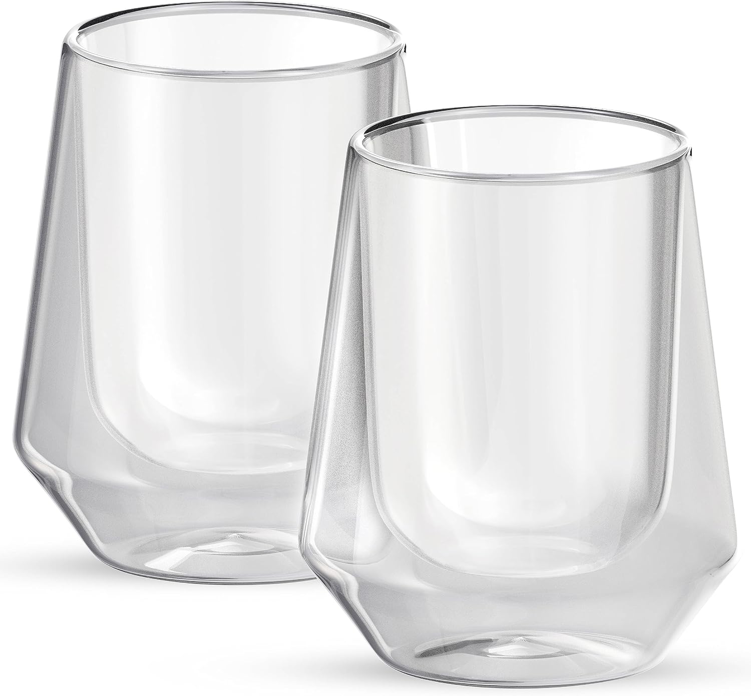elle decor Vasos aislados de doble pared, tazas de vidrio de borosilicato de 8 onzas, sin sudor, vasos transparentes para bebidas fríascalientes,