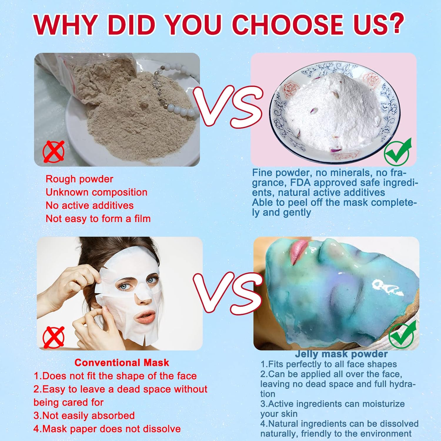 Mascarilla de gelatina, mascarillas faciales de gelatina profesional para tratamientos faciales, máscara de gelatina en polvo para el cuidado de la