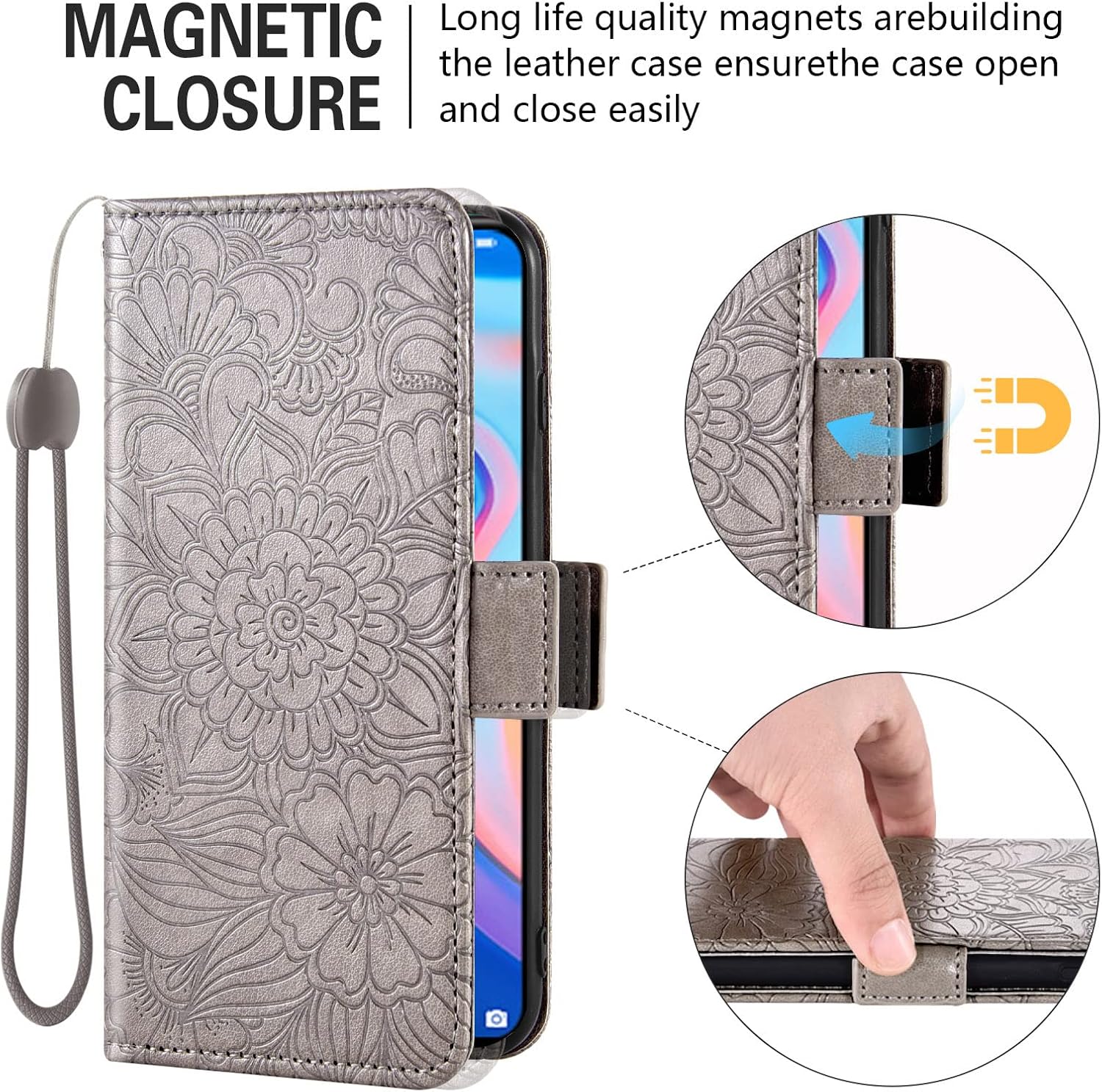 Asuwish Compatible con Huawei Y9 Prime 2019Honor 9XP Smart Z Wallet Case y protector de pantalla de vidrio templado, soporte para tarjetas, cubierta
