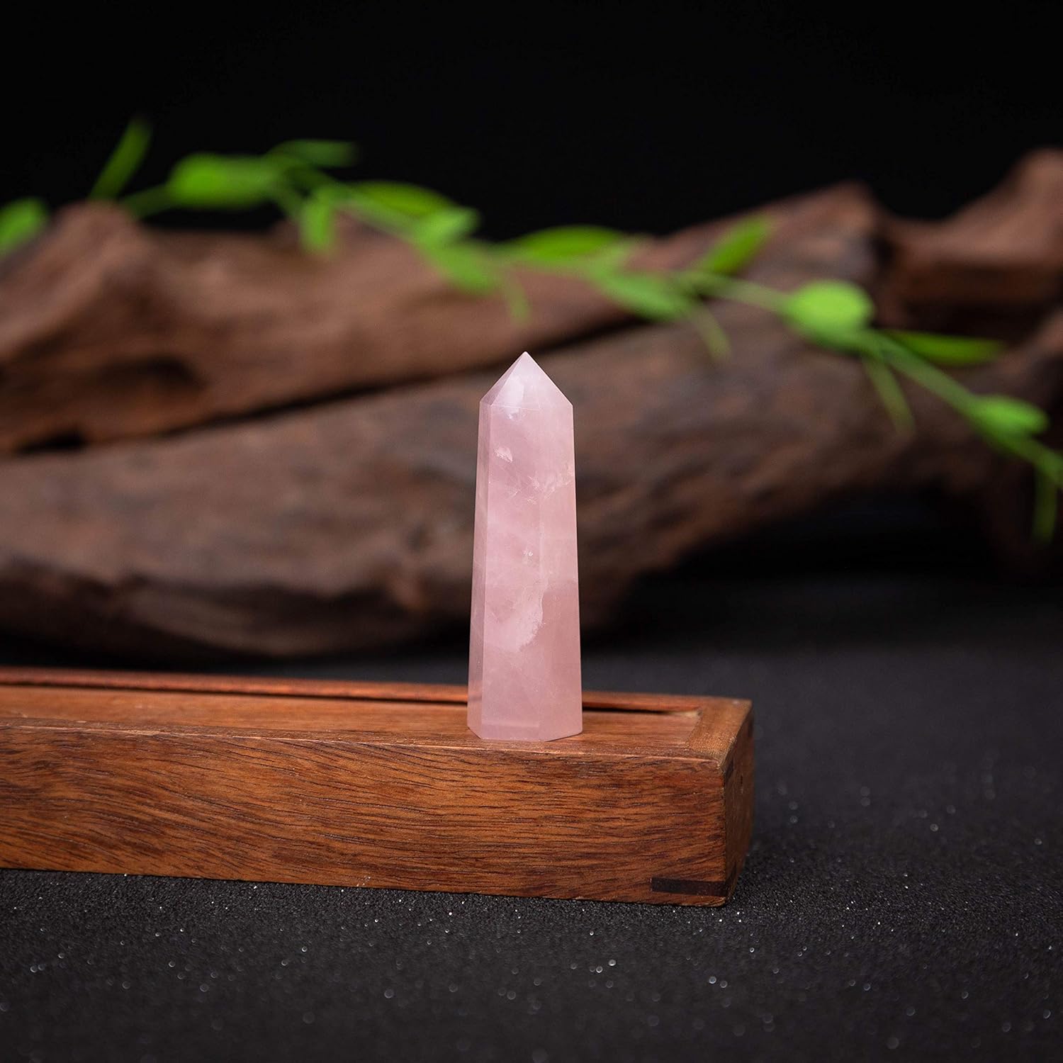 Varitas de cristal curativo  Puntos de cristal de cuarzo rosa de 2 pulgadas, 6 facetas de terapia de meditación de chakras Reiki, 4 unidades, Cristal