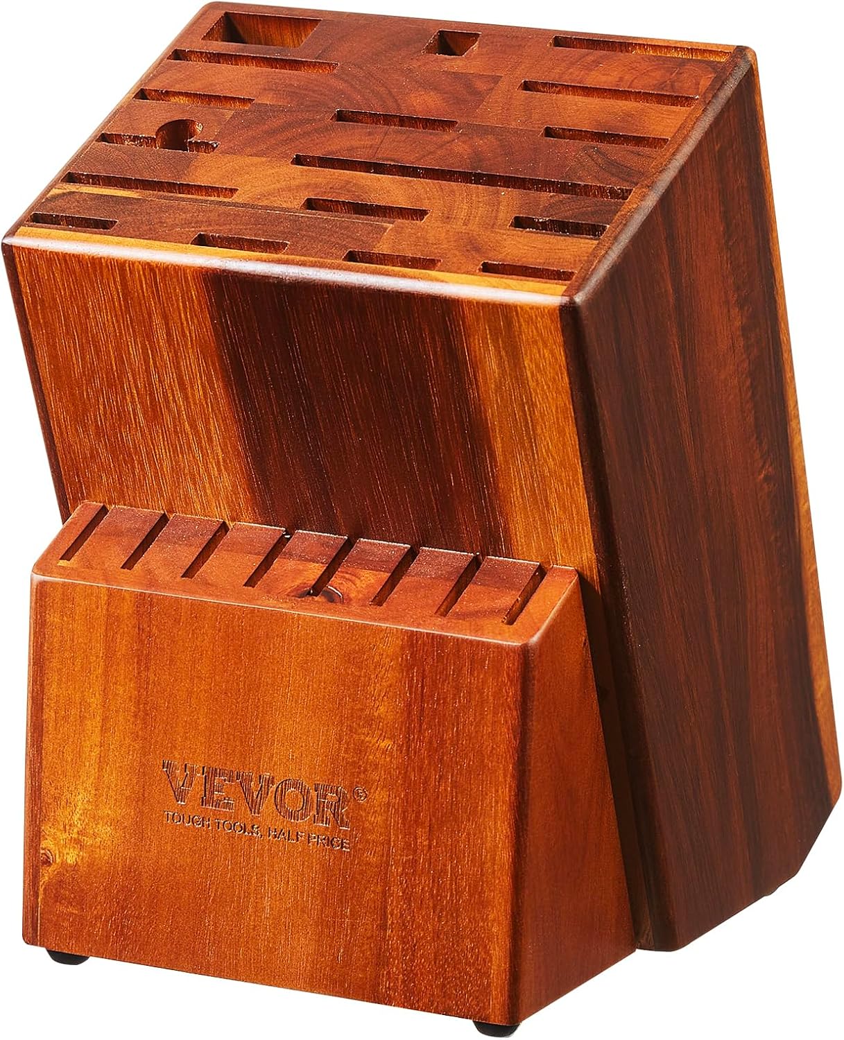 VEVOR Bloque de almacenamiento de cuchillos, 25 ranuras de madera de acacia, soportes universales para cuchillos sin cuchillos, organizador de
