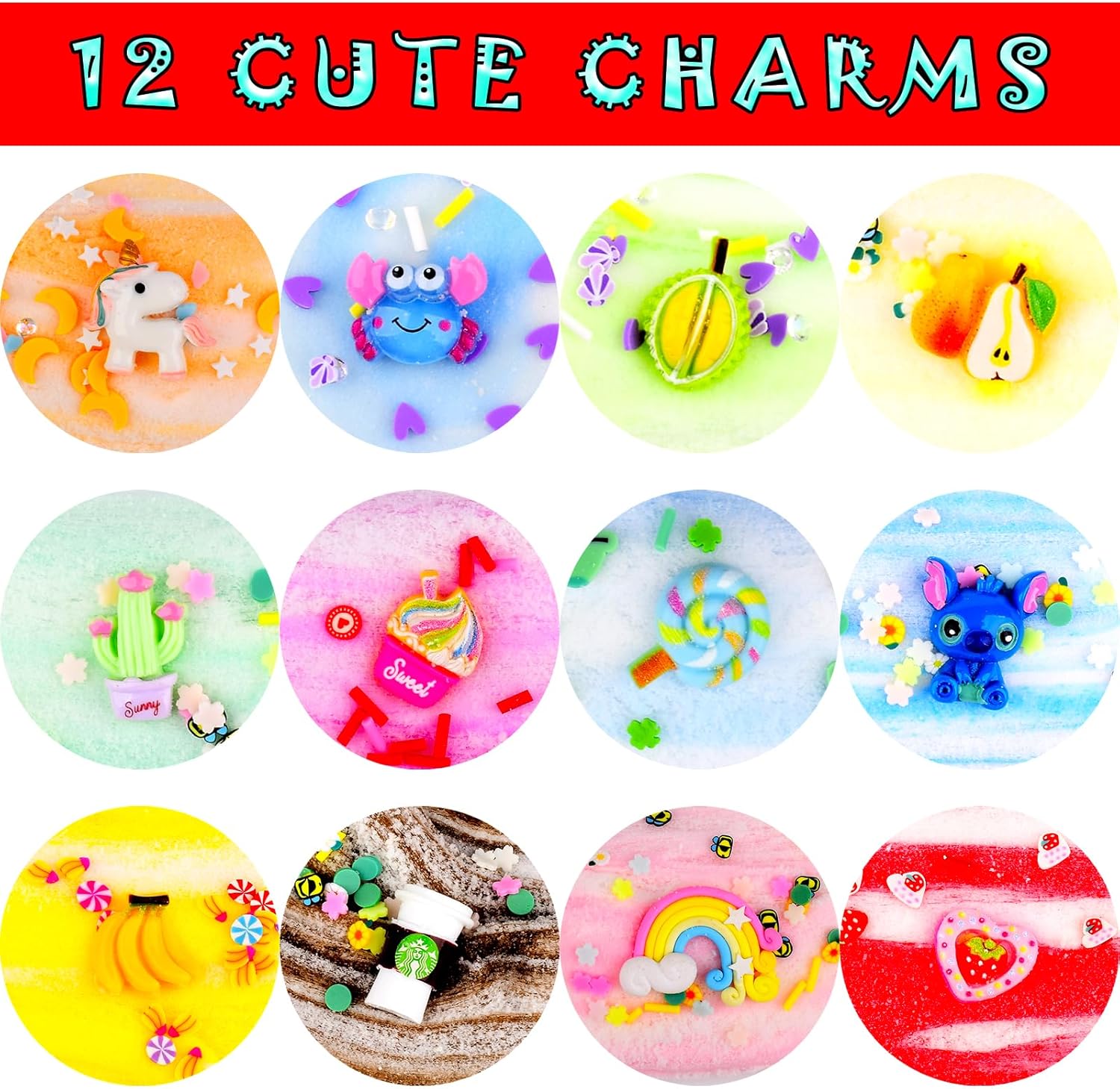 Paquete de 12 kits de limo de nube, con kit de slime de 12 colores y accesorios divertidos de slime, suave y antiadherente, juguetes educativos para