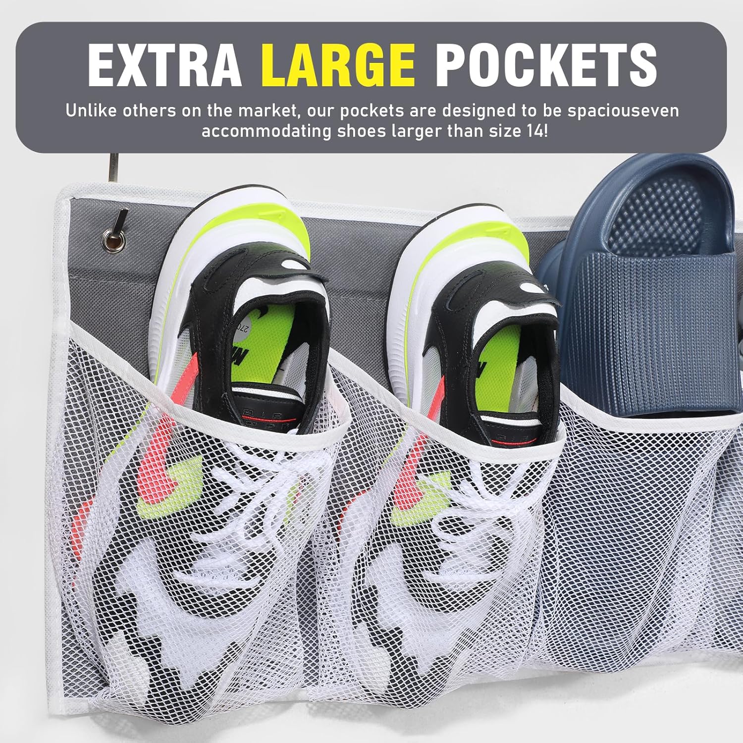 Almacenamiento de zapatos para casa rodante para mesita de noche, 16 bolsillos extra grandes, para colgar en la pared, organizador de bolsillo para