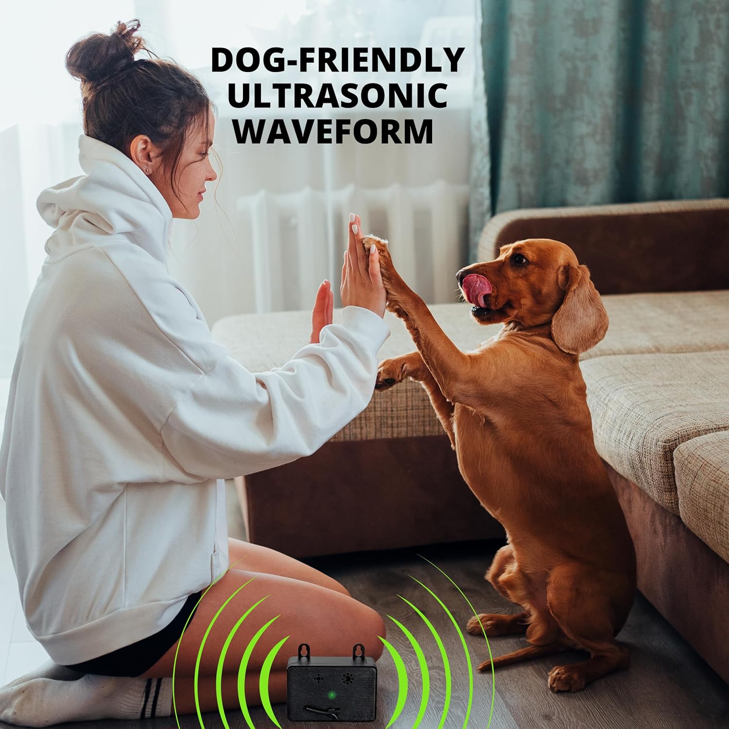 BELMAKS Dispositivo ultrasónico de control de ladridos para perros, dispositivos ultrasónicos de 50 pies para detener los ladridos de perro con 3