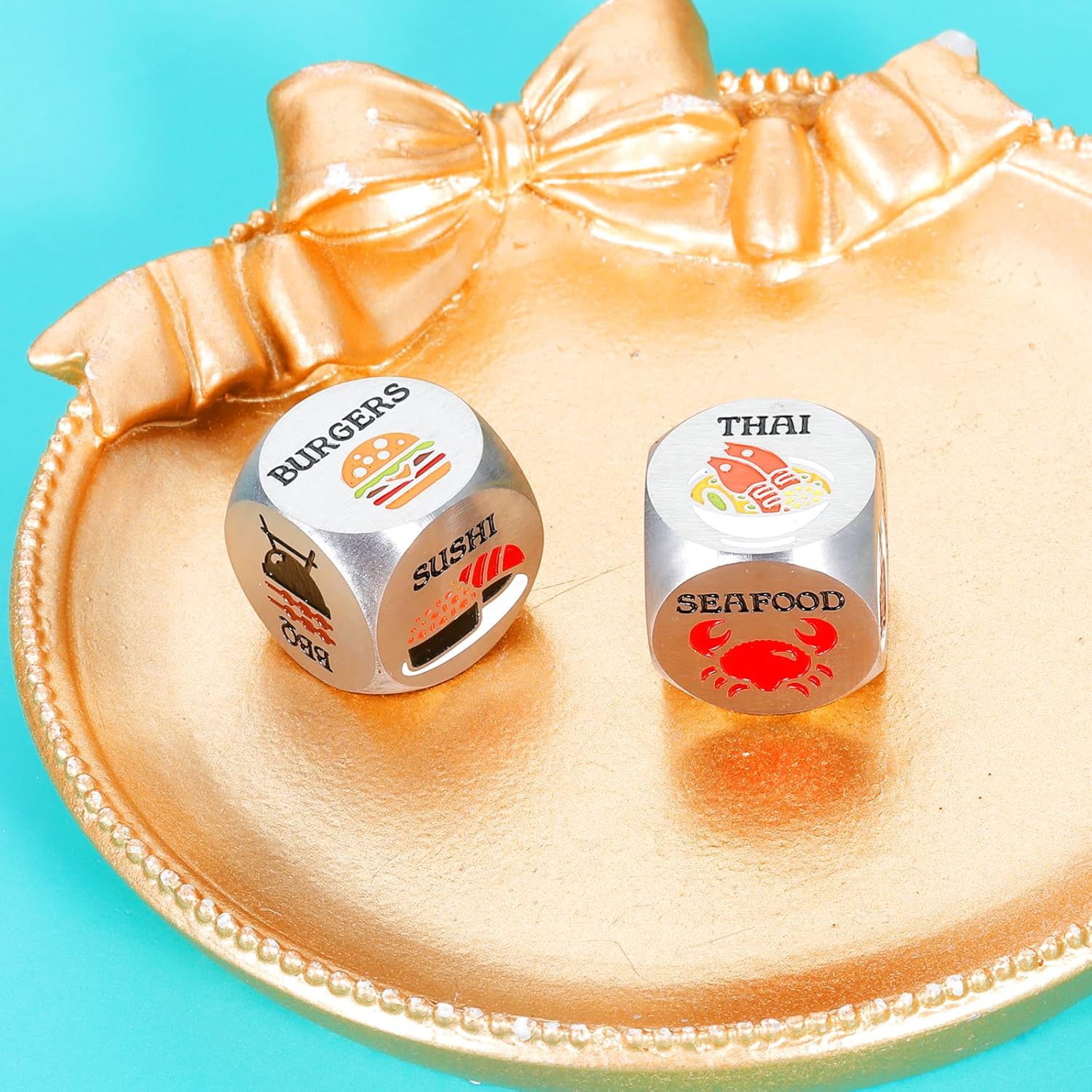 Regalos de noche de cita para novio, novia, día de San Valentín, Navidad, cumpleaños, parejas, decisión de comida, dados de 11 años de plata,