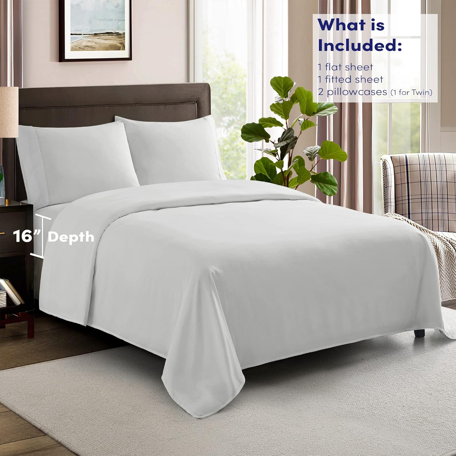 Sábanas de tamaño Queen 100% algodón, hechas en Egipto, suaves de 600 hilos para colchón de cama tamaño Queen, juego de sábanas y fundas de almohada