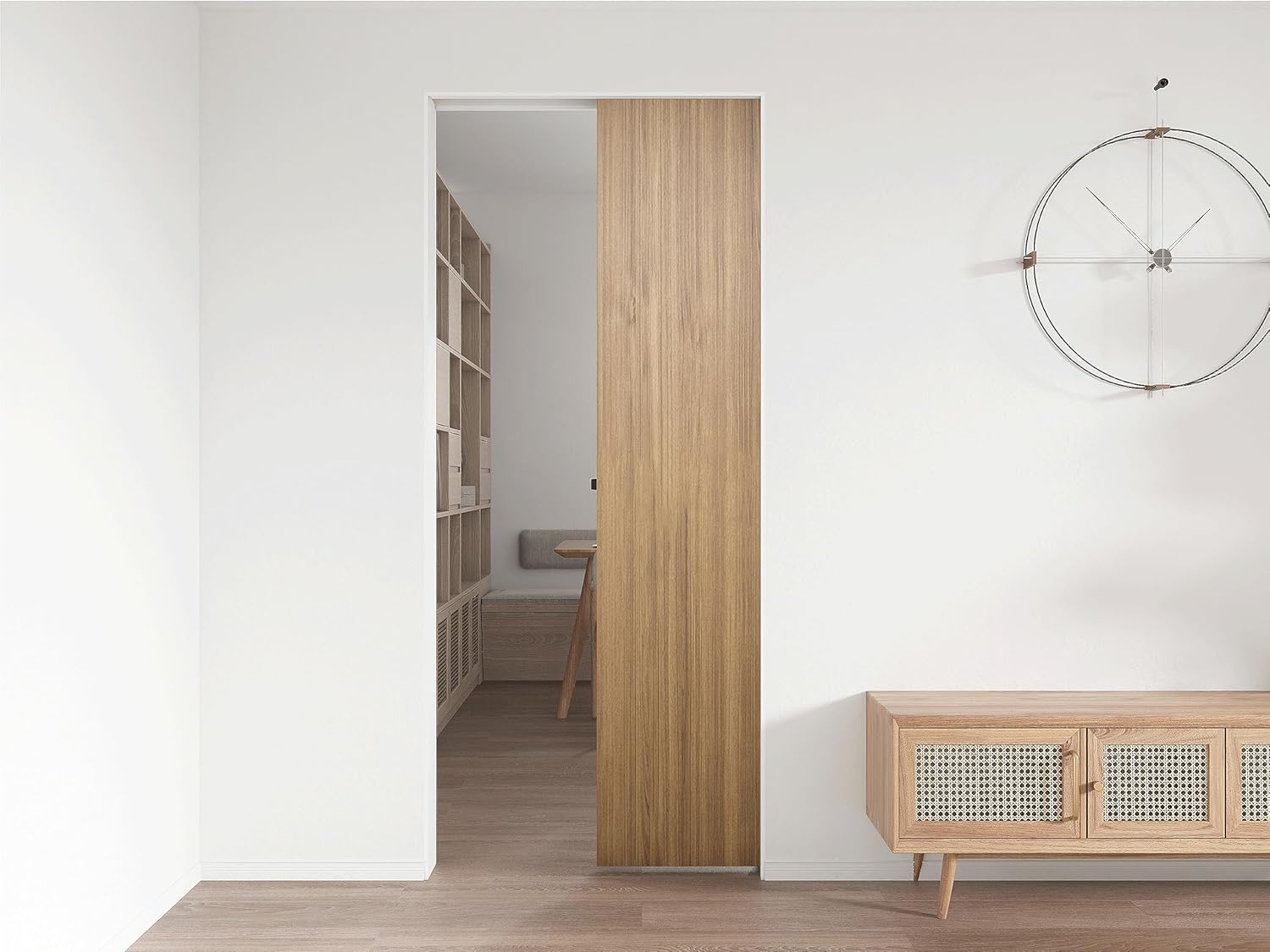 JUBEST Juego de herrajes y rieles para puerta de bolsillo de grado comercial de 4 pies, herrajes para puertas correderas de 48 pulgadas, duraderos y