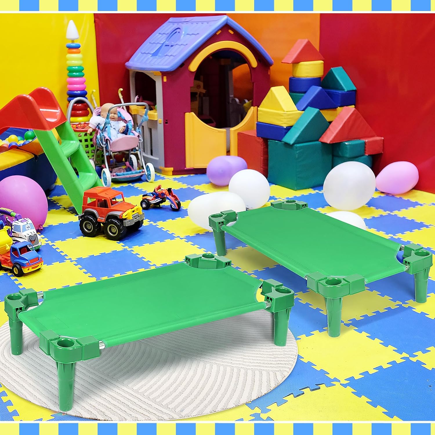 Cunas apilables para niños, 47 pulgadas de largo x 22 pulgadas de ancho, cuna portátil para dormir, cama portátil para muebles de aula preescolar,