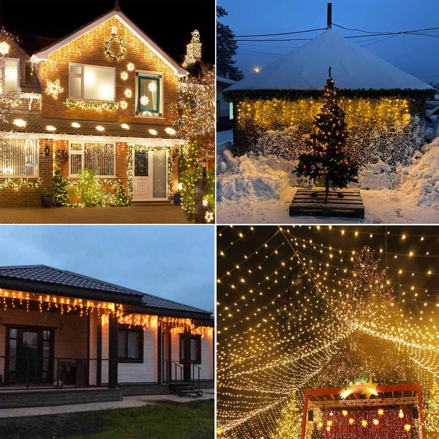 YASENN Tira de luces de 300 luces LED estilo carámbano de 29.5 pies, actualizables conectables, 8 modos de iluminación con temporizador, luces de