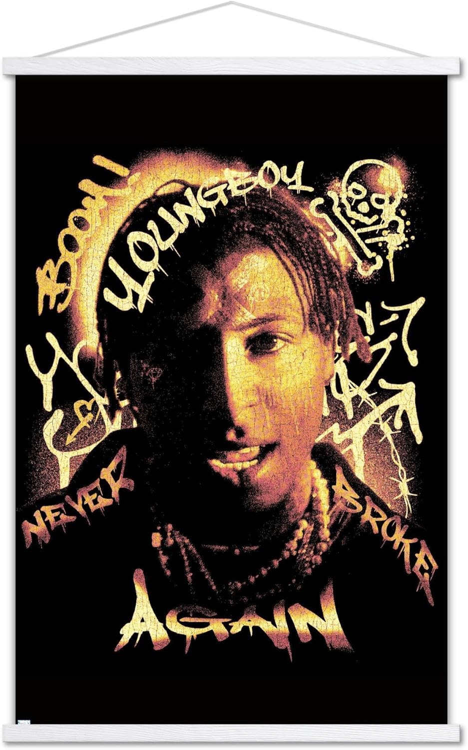 Trends International NBA Youngboy – Póster de pared de graffiti, 22.37 x 34.00 pulgadas, paquete de impresión y colgador blanco