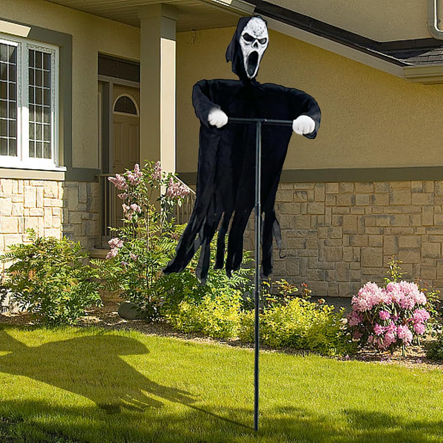 Decoración de espantapájaros con cara de fantasma volador, adorno aterrador de Halloween, fantasma, cuervos, decoración del hogar para patio al aire