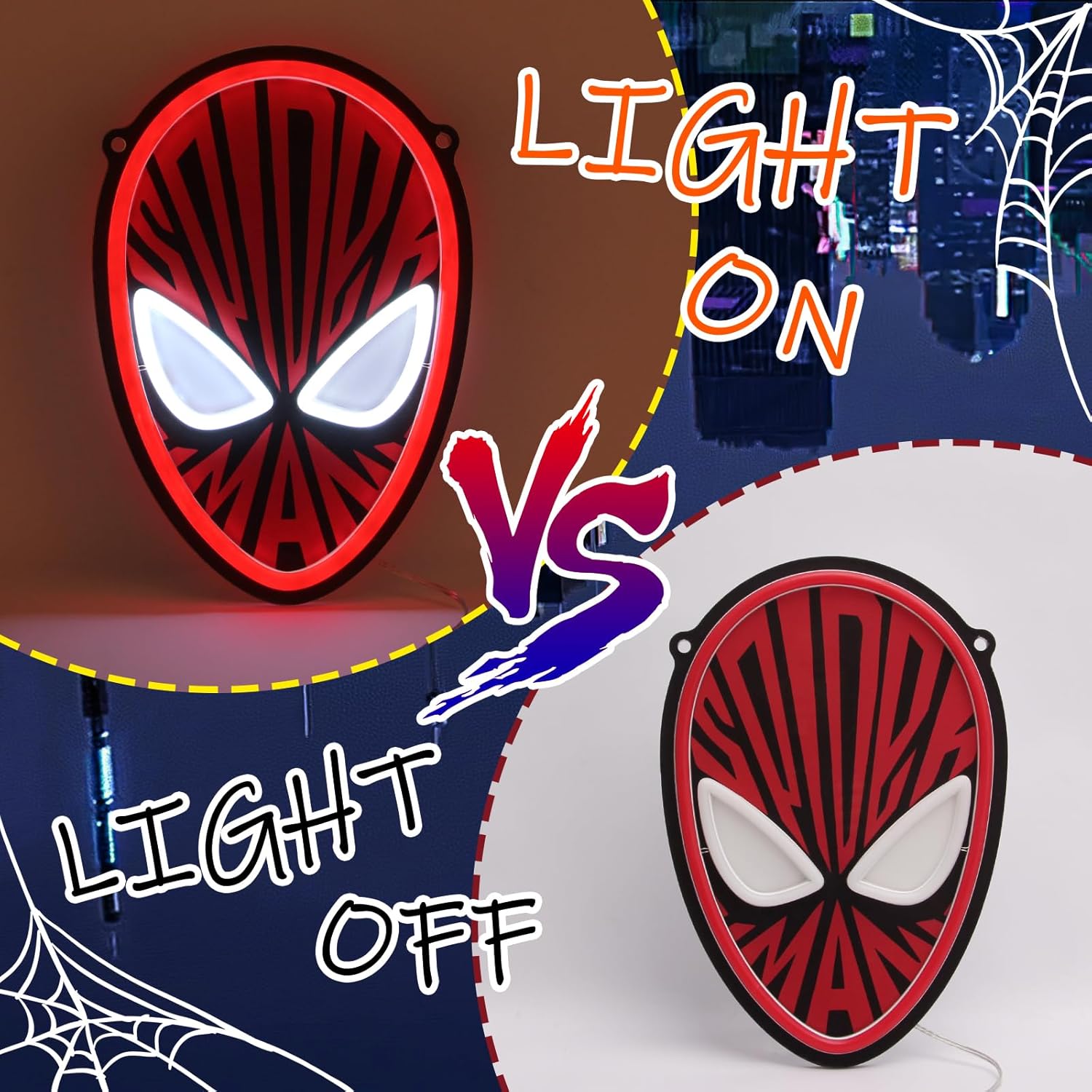Spiderman – Letrero de neón de anime de araña, letrero de neón con luz LED para fanáticos de superhéroes, regalos de vacaciones, regalo para hombre,