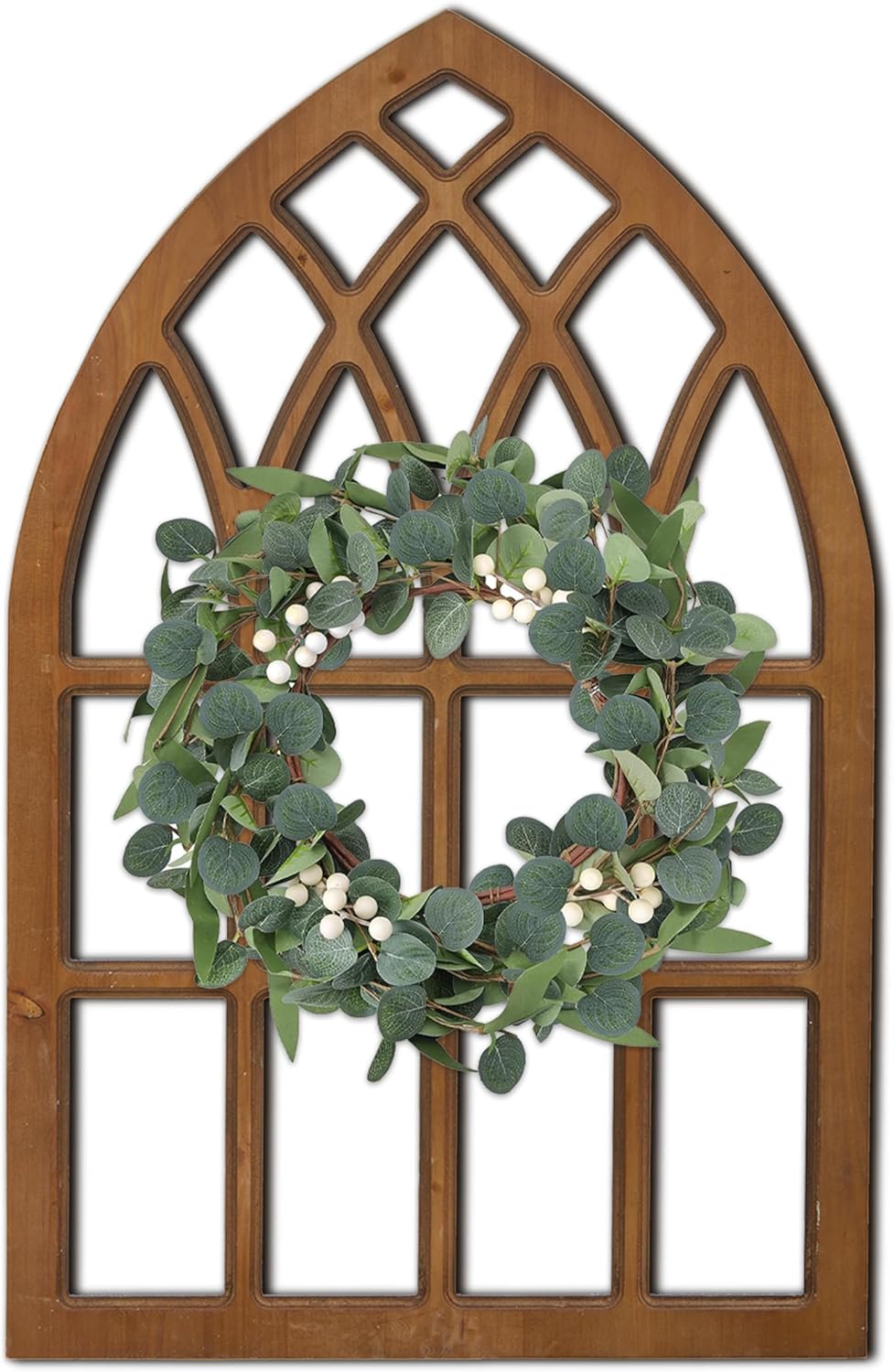 Sintosin Marcos de ventana de granja para decoración de pared de sala de estar de 20 x 32 pulgadas, marco de ventana de madera rústica arqueada