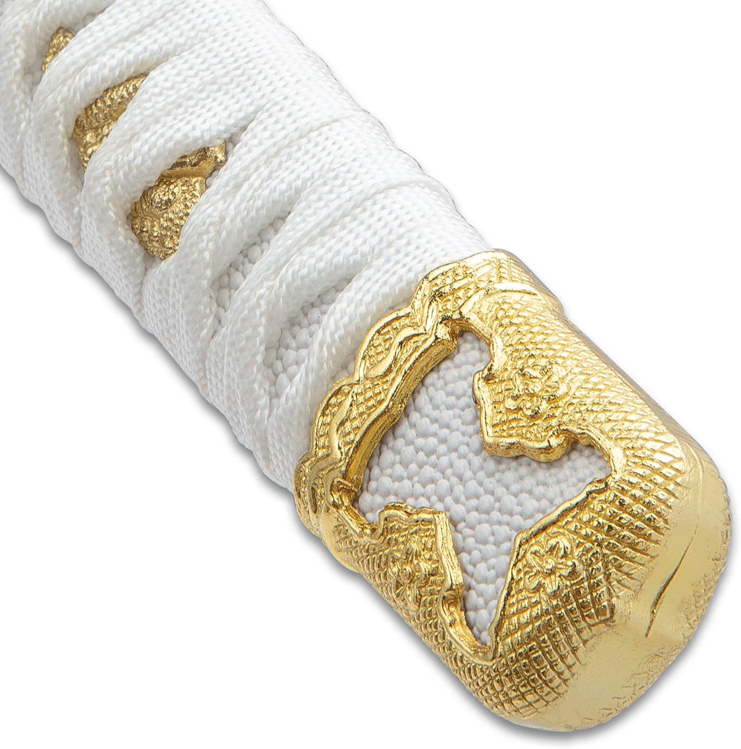 Katana de loto blanco con vaina de madera brillante, hoja de acero de alto carbono, mango de madera, envoltura de cables, accesorios de aleación de