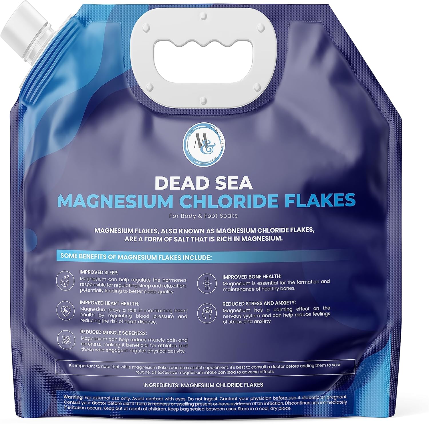 Sales de baño de copos de magnesio  Suplemento de magnesio premium sales de baño para mujeres relajantes  Suplementos minerales para alivio