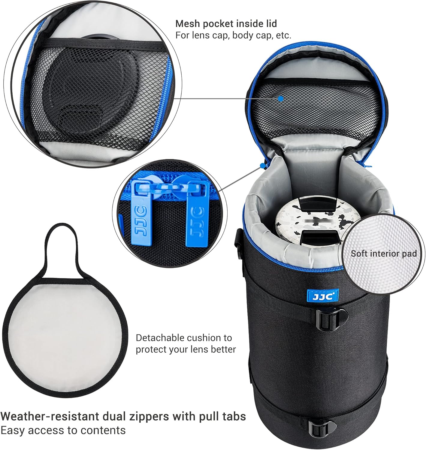 JJC Funda de lujo para lentes Sony FE de 7.874-23.622 in con teleconvertidor y otras lentes inferiores a 5.5 x 14.6 pulgadas (profundidad x largo),