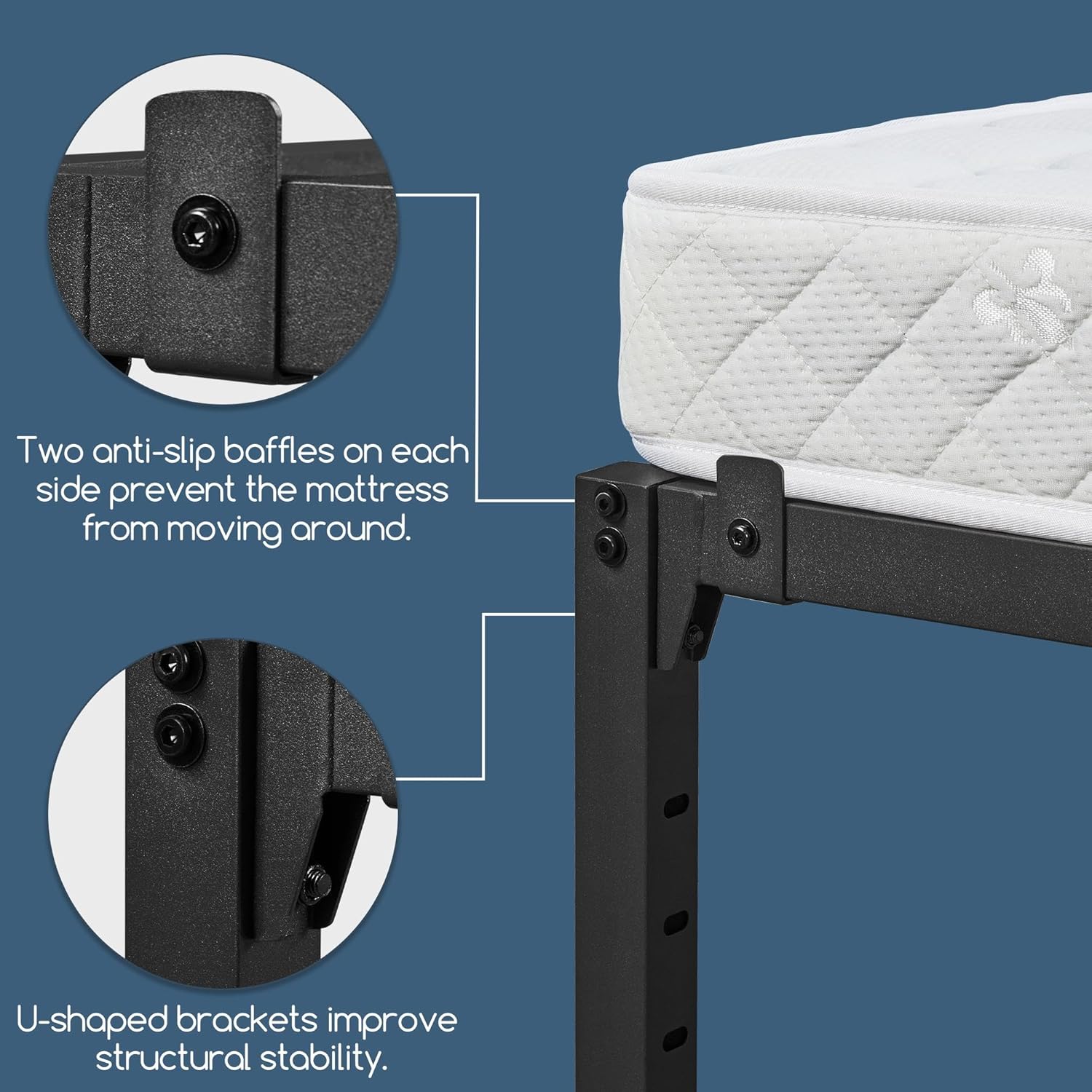 Yaheetech Base de cama individual XL con espacio de almacenamiento, no necesita somier, potente espacio de almacenamiento de 14 pulgadas, soporte de