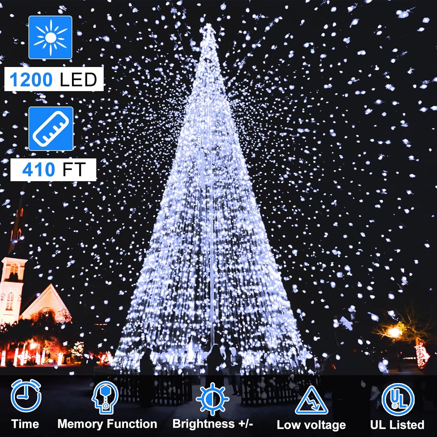 FLVOECN 1200 luces LED de Navidad de 392 pies, decoración al aire libre, 8 modos y temporizador de memoria, luces de Navidad con enchufe remoto,