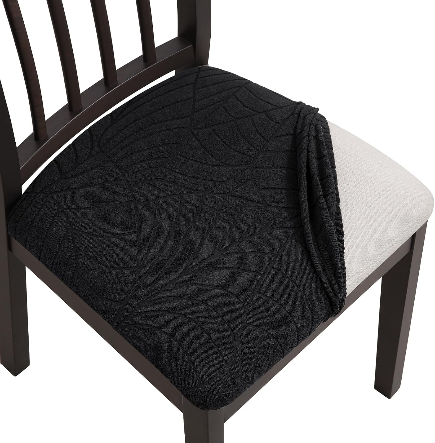 Juego de 6 fundas impermeables para asiento de silla de comedor, fundas de silla de jacquard elásticas, extraíbles y lavables para sillas de cocina,
