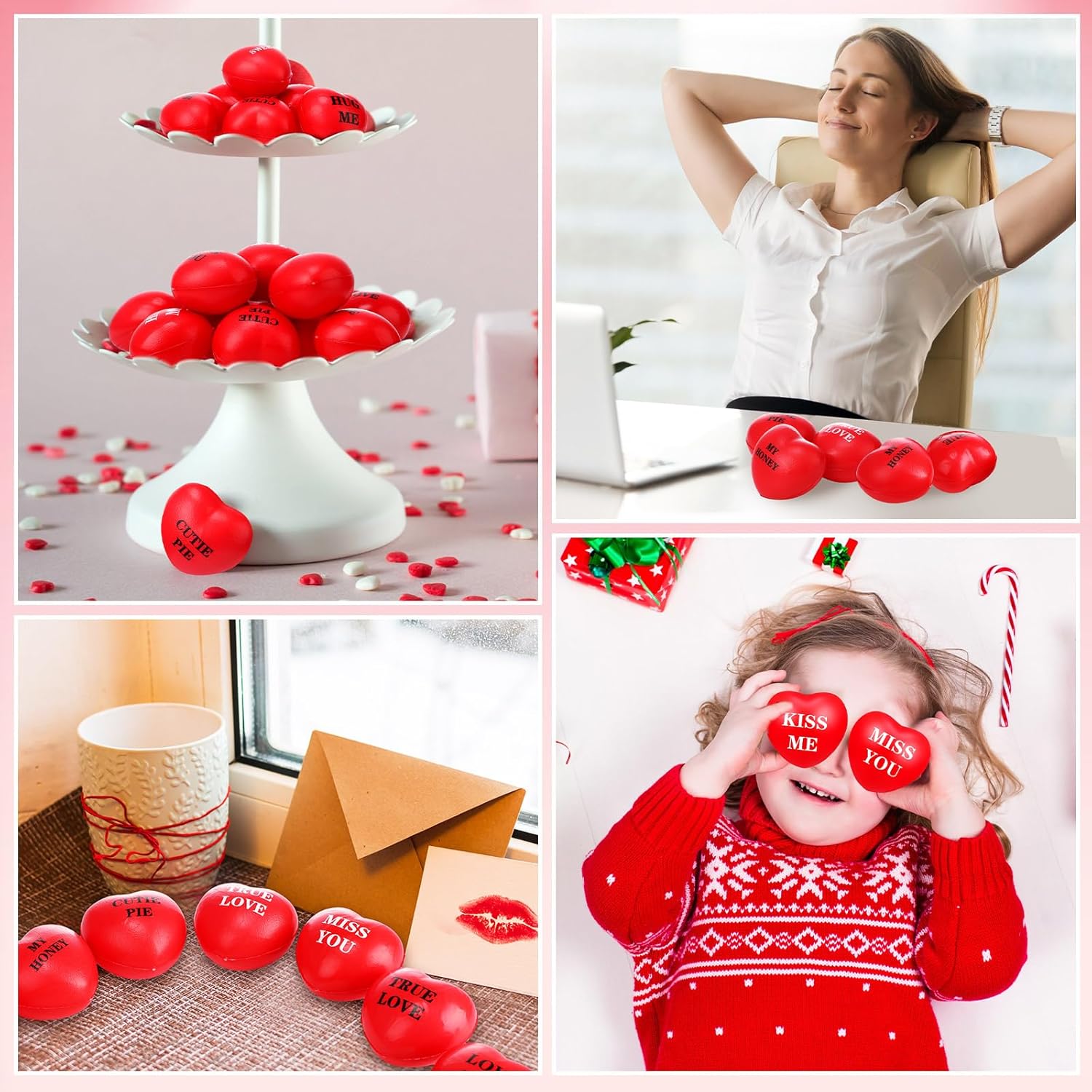 108 bolas de estrés con forma de corazón para el día de San Valentín, bolas rojas para apretar, bolas de espuma para aliviar el estrés, minibolas de