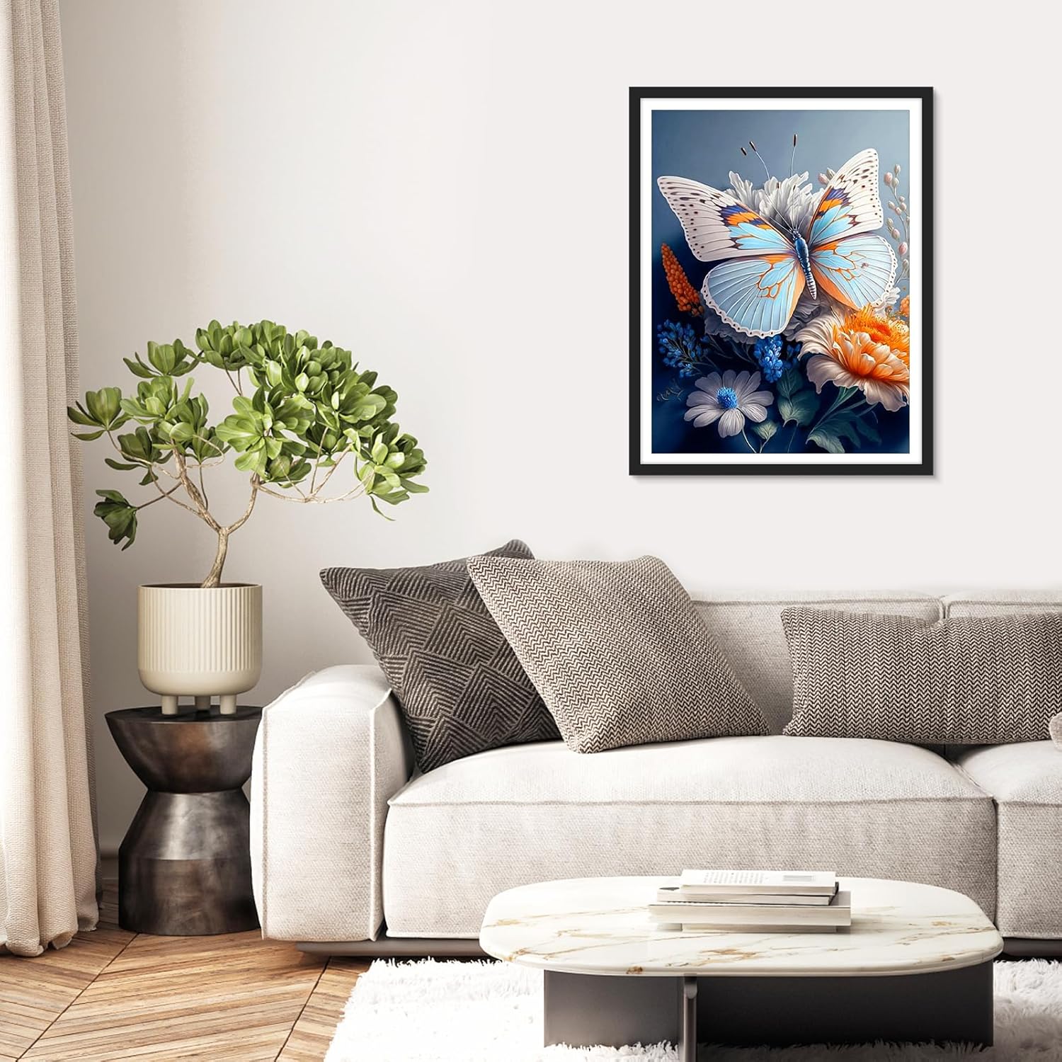 RICUVED Arte de diamantes de flores, kits de arte de diamantes de mariposa para adultos, arte de gemas de diamantes de paisaje, arte de gemas 5D,