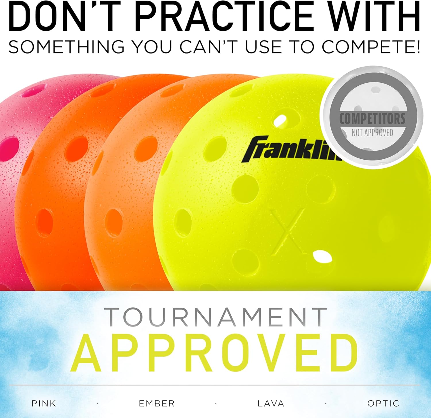 Franklin Sports Pelotas de pickleball para exteriores, bolas de pickleball X-40, aprobadas por Estados Unidos (USAPA), bola oficial del US Open Ball