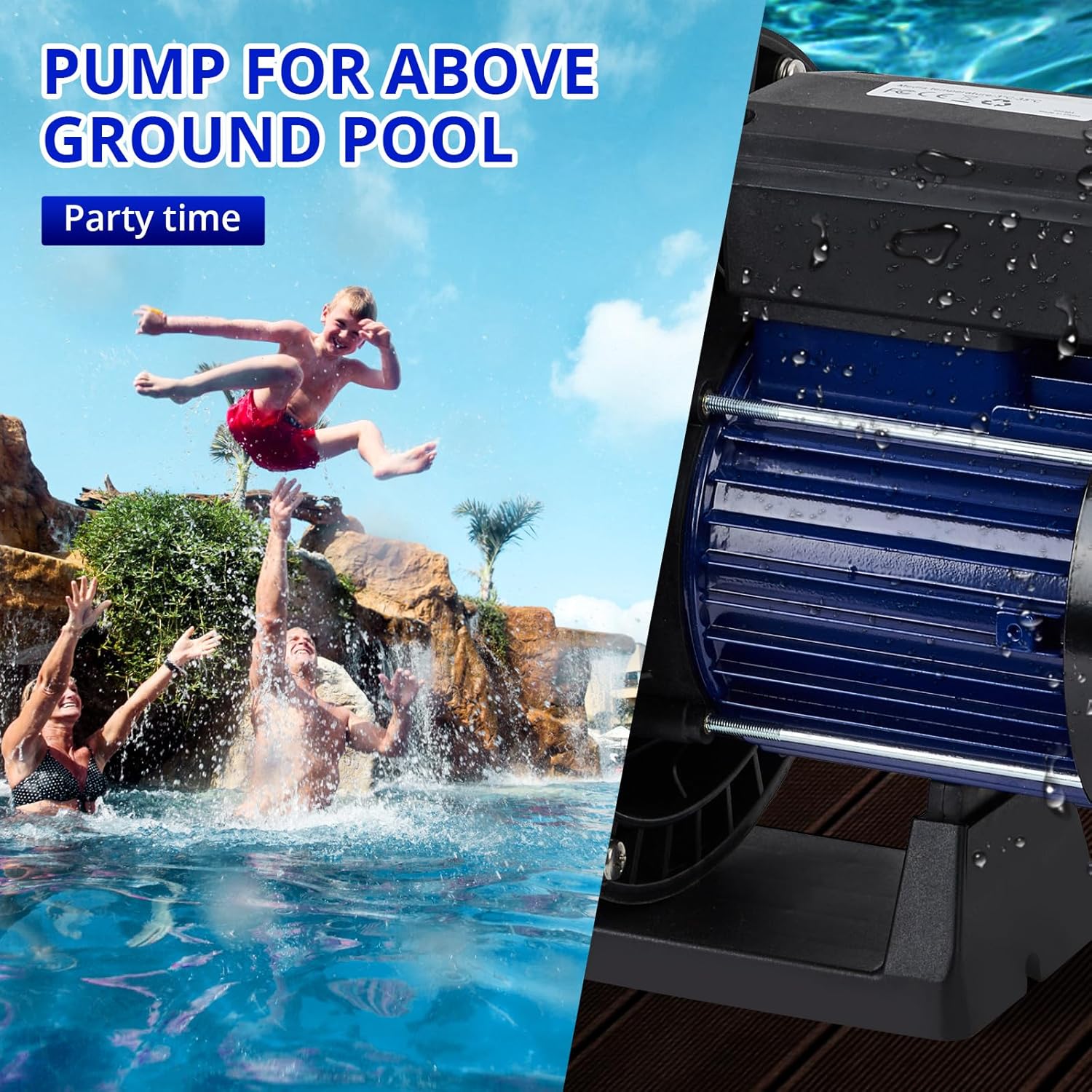 Bomba de piscina de 1.6 HP para piscina, bomba de agua de una sola velocidad, 1200 W115 V, 6075 GPH y alto flujo, potentes bombas de piscina con