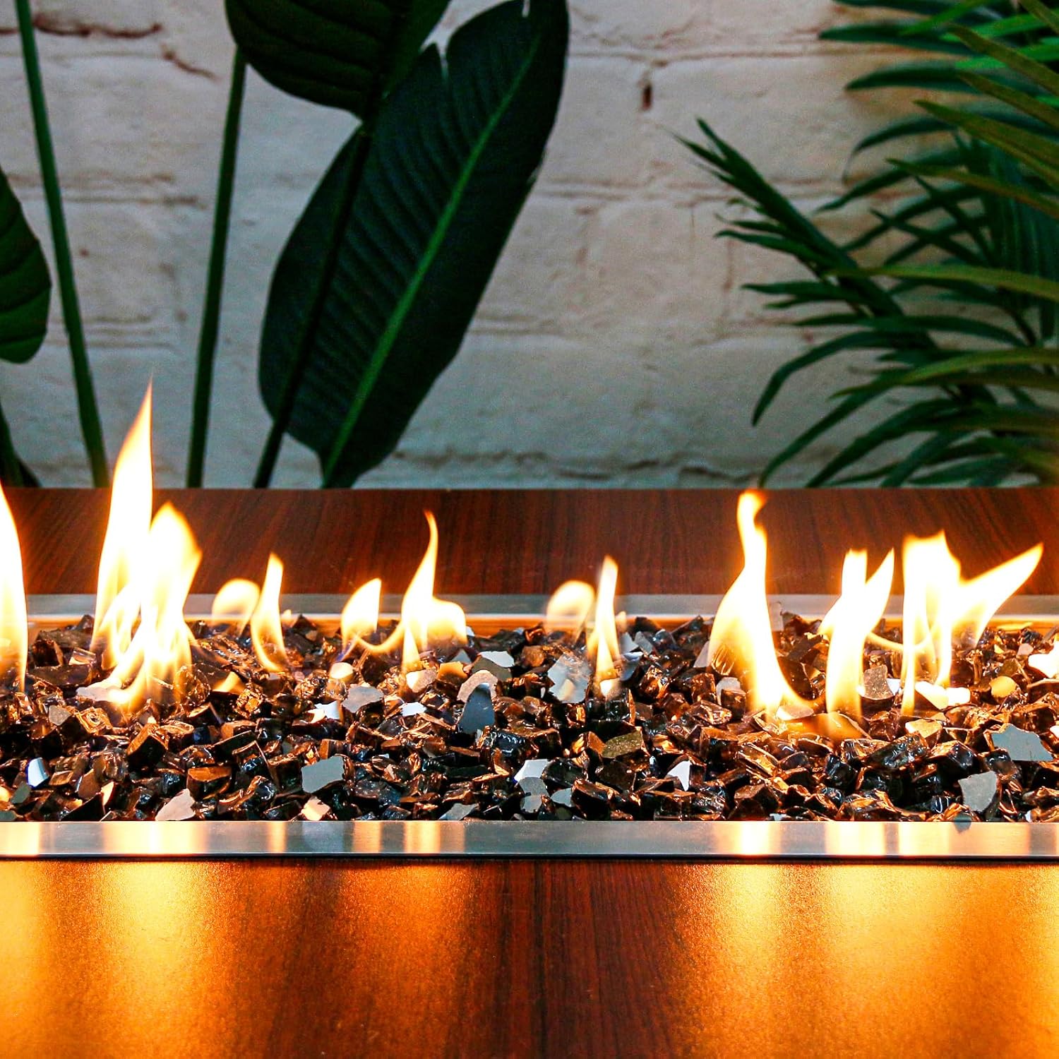 Hisencn 12 pulgada 10-libras mezclado hoguera de vidrio para interior y exterior chimeneas de gas de vidrio de fuego, cuencos de fuego, jardín
