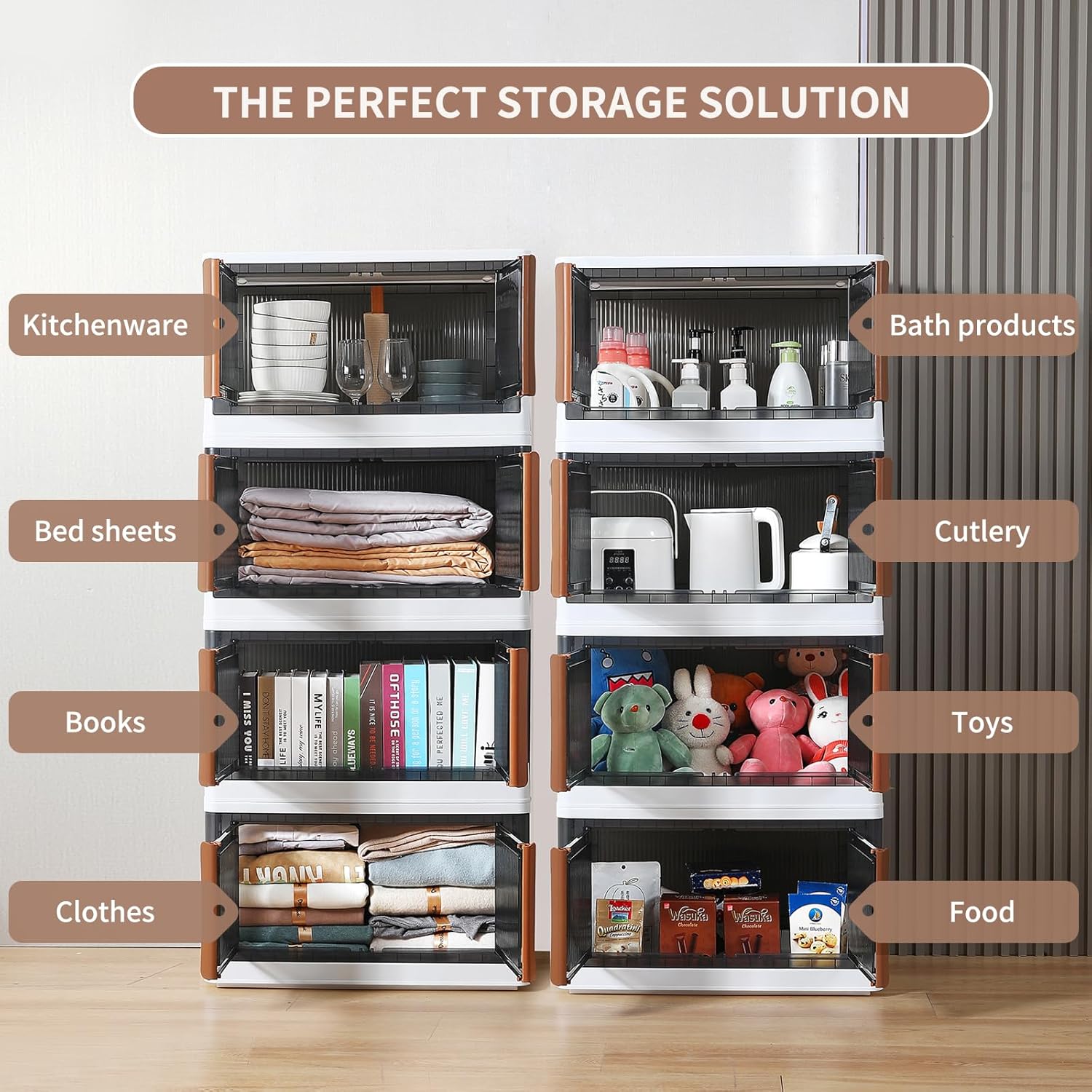 Closet Organizers and Storage – Storage Bins with Lids & Wheels 19 Gal, Collapsible Stackable Storage Bins, Trunk Organizer Folding Storage Box for