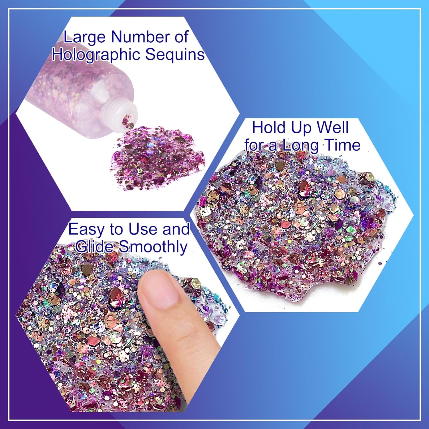 MEICOLY Purpurina corporal morada camaleón, pintura facial con purpurina gruesa, gel de purpurina de cara de sirena que cambia de color, lentejuelas